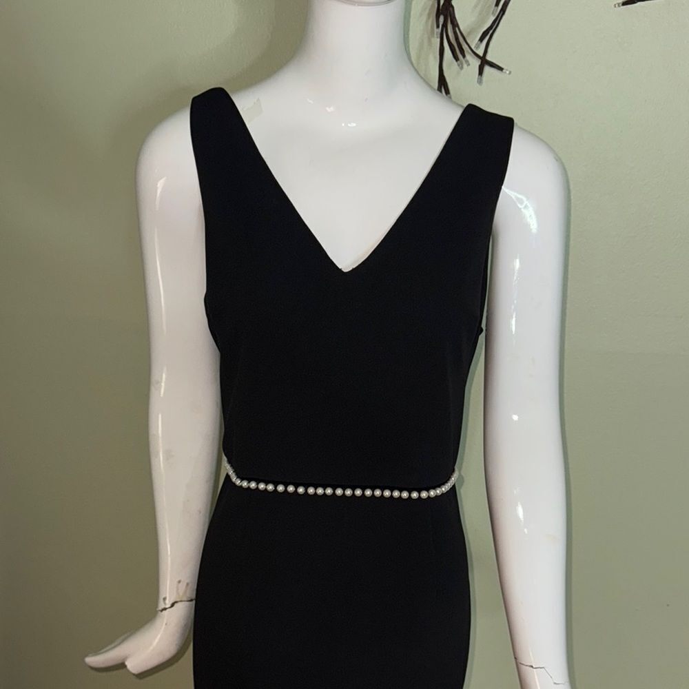 Betsey Johnson Black Mini Sheath Dress with faux pearl detail  and Ruffled Hem - Picture 4 of 9